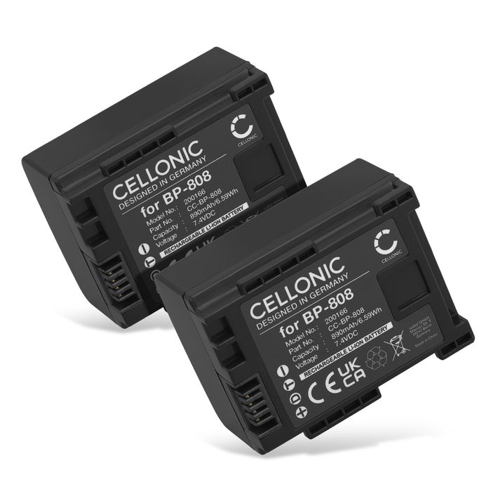 2x Batería para Canon Legria FS22 FS19 HFG25 FS200 FS100 FS306 XA10 HF200 BP-808 890mAh de CELLONIC
