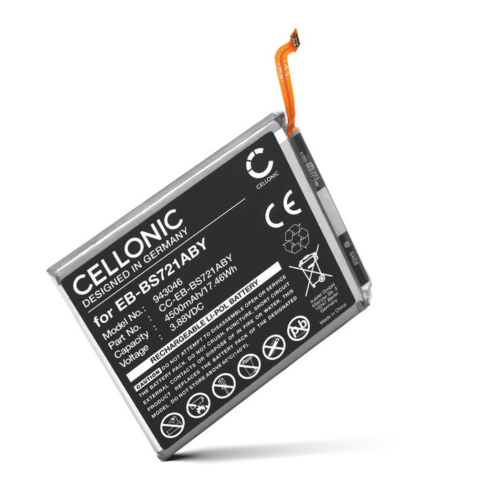 Battery for Samsung Galaxy S24 FE, SCG30, SM-S721, SM-S7210, SM-S721A, SM-S721B, SM-S721B/DS, SM-S721J, SM-S721N, SM-S721Q, EB-BS721ABY EB-BS721ABY (4500mAh, 3.88V) by CELLONIC