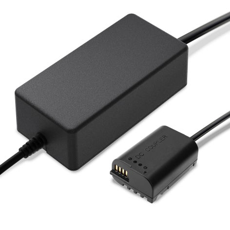 Fuente de alimentación DMW-AC8 + DMW-DCC17 para Panasonic Lumix GH5, G9, GH5S, DC-G9 II, DC-GH5 II – Adaptador CA 16.8W 8.4V + Acoplador DC (Batería ficticia) de CELLONIC