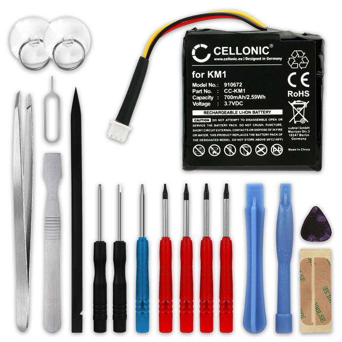 Batería para TomTom Via 130 Via LIVE 120 Via 125 Via 120 - 700mAh 3.7V + Juego de herramientas 17pzas de subtel