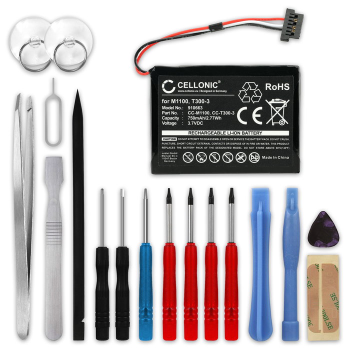 Mitac Mio Moov 560 Batería 750mAh + Juego de herramientas 17pzas de subtel