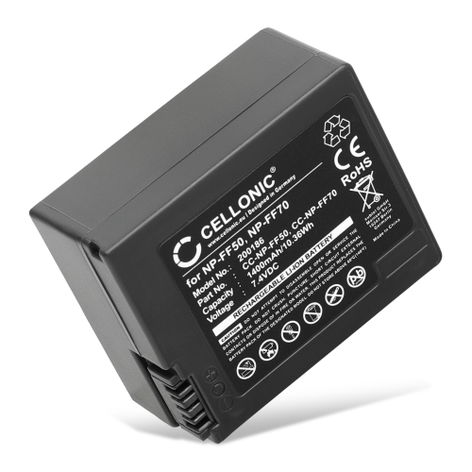 1x Batería para Cámaras Sony CCD-TRV108; CCD-TRV118; CCD-TRV128; DCR-IP1 NP-FF50 NP-FF51 NP-FF70 (1400mAh, 7.4V) de CELLONIC