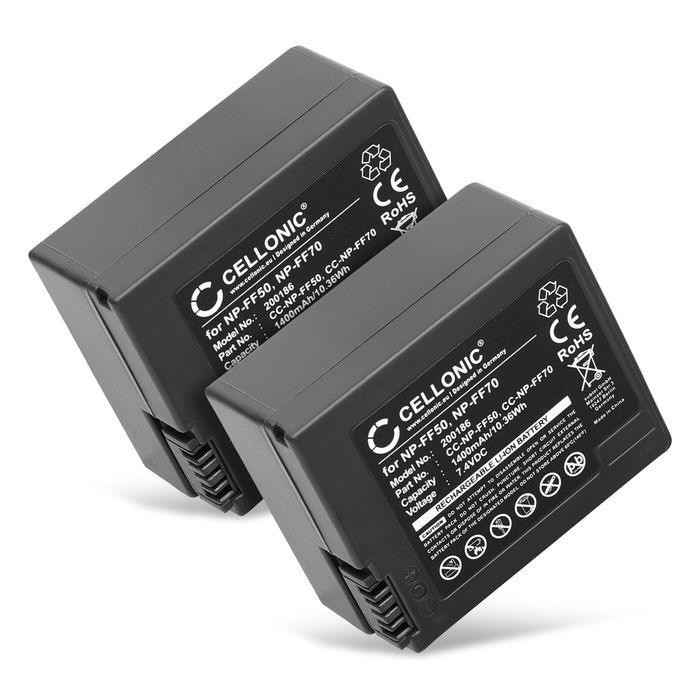 2x Batería para Sony CCD-TRV608, CCD-TRV328, NP-FF50, NP-FF71, NP-FF51, NP-FF70 1400mAh de CELLONIC