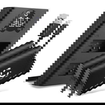 2x Batería para GoPro Hero 13, AHDBT-1301 AHDBT-1301PR (1900mAh, 3.89V) + Cargador Doble de CELLONIC