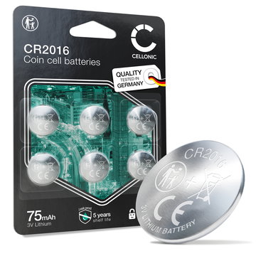 CELLONIC CR2016 Pilas botón (Lithium, 90 mAh, 3V) para Mandos de Coche y de Garaje, Calculadoras, Relojes, Luces LED - Pack de x6