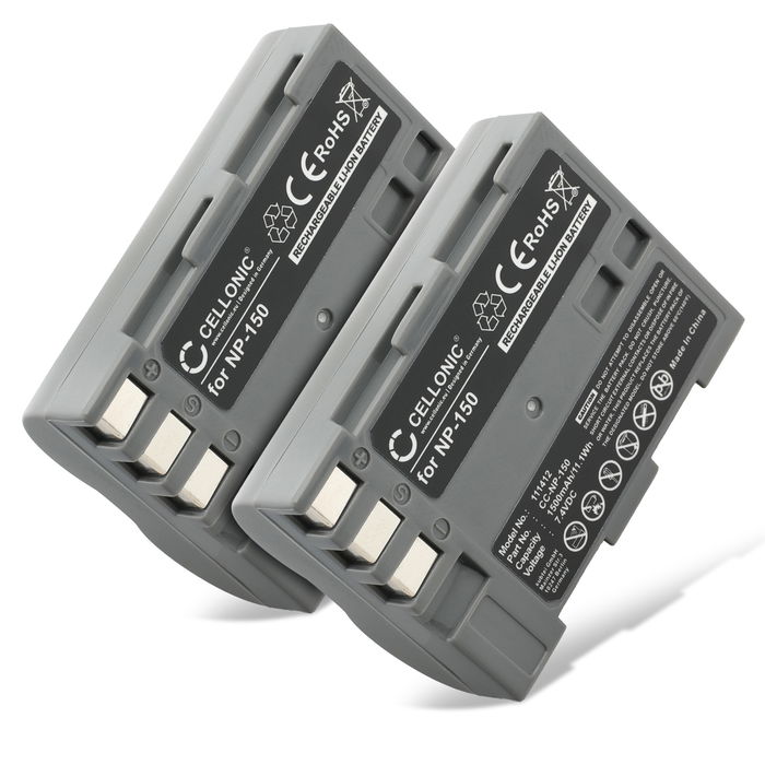 2x Batería para Fuji FinePix A205S, FinePix A205S Zoom, FinePix S5 Pro NP-150 (1500mAh, 7.4V) de CELLONIC