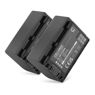 2x Battery for Sony AX33 AX100 CX625 CX250 CX260 CX270 AXP33 PJ620 PJ810 PJ200 NP-FV70A NP-FV50A NP-FV30 NP-FV90 NP-FV100A (1030mAh, 7.4V) from CELLONIC