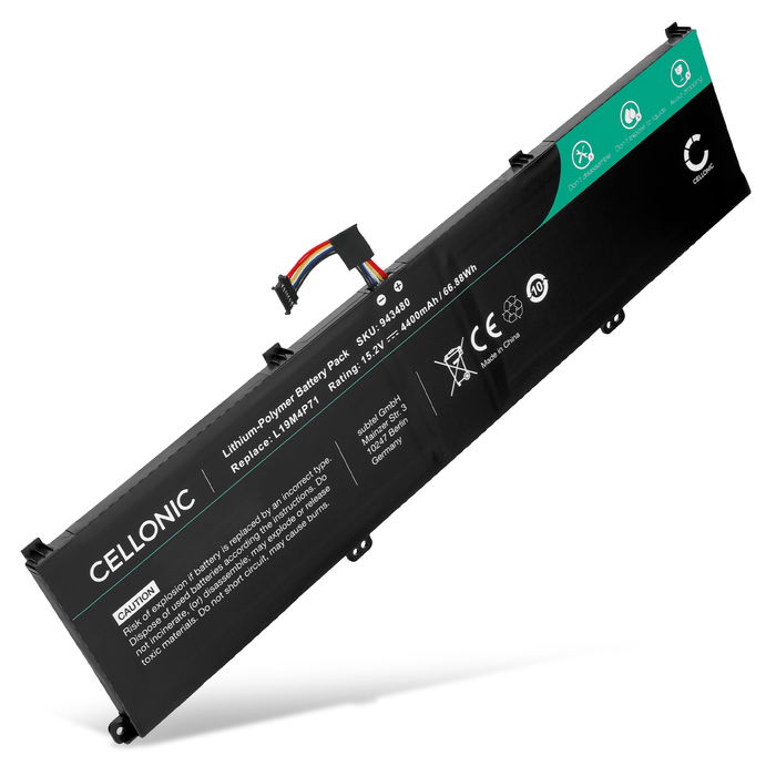 1x Batería para ordenador portátil Lenovo ThinkPad P1 Gen 3, X1 Extreme Gen 3, X1 Extreme G3, 5B10X19049, L19M4P71, L19C4P71 4400mAh 15.2V  de CELLONIC