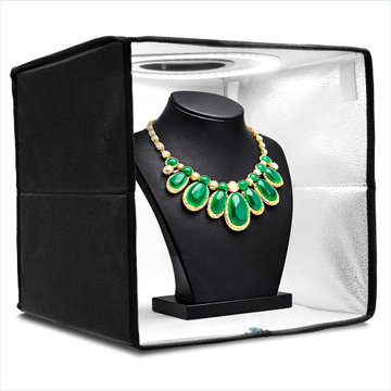 Caja de Luz Fotografía Plegable 30cm – Anillo LED, 120 Perlas, CRI ≥97, 5500K, Regulación 10 Niveles, 6 Fondos & Bolsa de Transporte de CELLONIC
