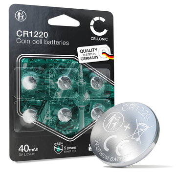 CELLONIC CR1220 Pilas (Lithium, 40mAh, 3V) para relojes, calculadoras, sensores, placas base - Pack de x6