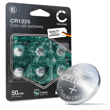 6x CR1225 Button Cell 3V 50mAh from CELLONIC