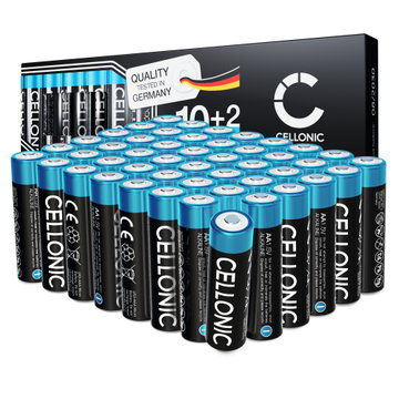 48 Pilas AA / Mignon / R6 / LR6 para mandos a distancia, linternas, teléfonos fijos inalámbricos, sensores y mucho más - Pilas alcalinas AA 1.5V