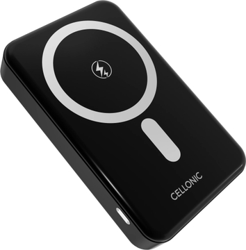 CELLONIC 10000mAh Magnetic Power Bank with 15W Wireless and 22.5W USB-C Fast Charging, MagSafe and Qi Compatible, Charge 2 at Once, Premium Aluminium Body, for iPhone, Samsung and Other Devices, Black