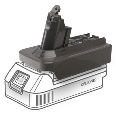 Adaptador de bater&iacute;a Makita 18V a Dyson V6 - Conversor de&nbsp;bater&iacute;as MT18V6 para aspiradoras inal&aacute;mbricas Dyson V6 de CELLONIC